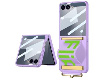 Lunso Samsung Galaxy Z Flip 7 backcover hoesje met Polsband - Lila