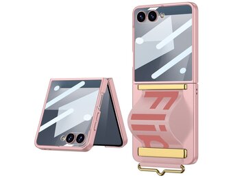 Lunso Samsung Galaxy Z Flip 7 backcover hoesje met Polsband - Lichtroze