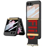 Samsung Galaxy Z Flip 7 FE / Z Flip6 hoesje backcover met Polsband en een screenprotector - Zwart