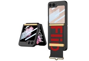 Lunso Samsung Galaxy Z Flip 7 FE / Z Flip6 backcover hoesje met Polsband - Zwart