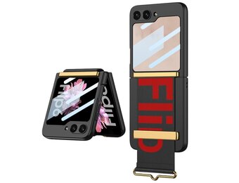 Lunso Samsung Galaxy Z Flip 7 FE / Z Flip6 backcover hoesje met Polsband - Zwart