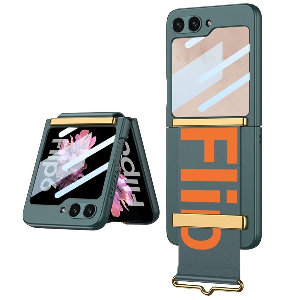 Samsung Galaxy Z Flip 7 FE / Z Flip6 hoesje backcover met Polsband en een screenprotector - Groen