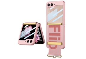 Lunso Samsung Galaxy Z Flip 7 FE / Z Flip6 backcover hoesje met Polsband - Lichtroze