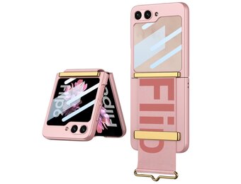 Lunso Samsung Galaxy Z Flip 7 FE / Z Flip6 backcover hoesje met Polsband - Lichtroze