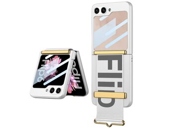 Lunso Samsung Galaxy Z Flip 7 FE / Z Flip6 backcover hoesje met Polsband - Wit