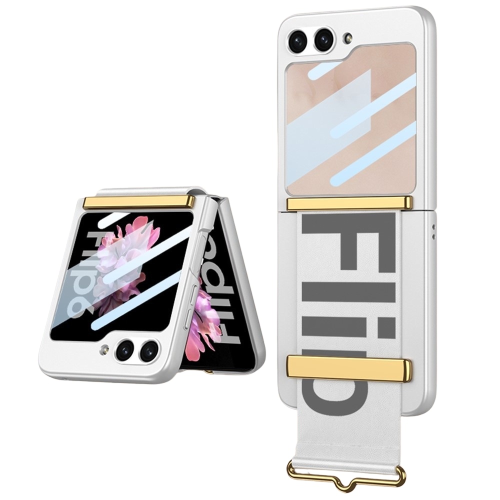 Samsung Galaxy Z Flip 7 FE / Z Flip6 hoesje backcover met Polsband en een screenprotector - Wit