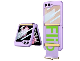 Lunso Samsung Galaxy Z Flip 7 FE / Z Flip6 backcover hoesje met Polsband - Lila