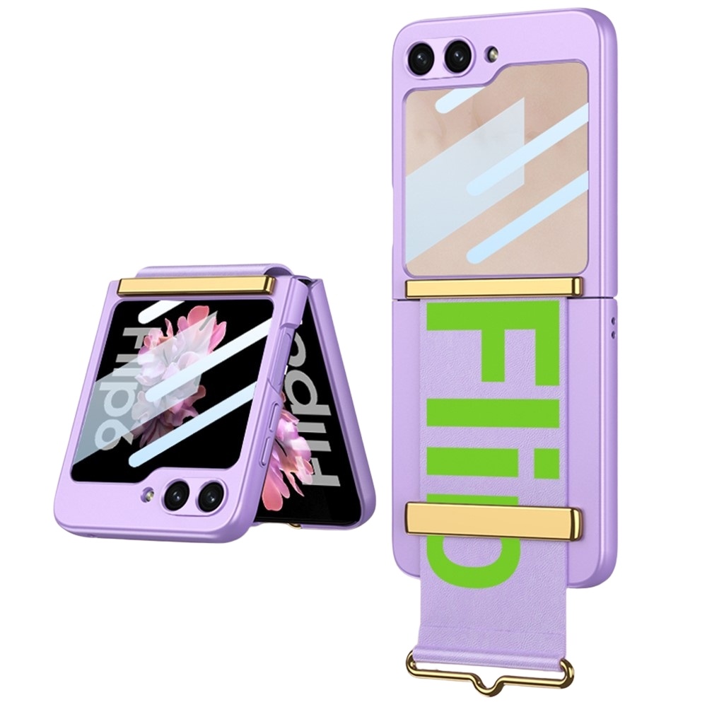 Samsung Galaxy Z Flip 7 FE / Z Flip6 hoesje backcover met Polsband en een screenprotector - Lila