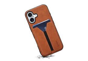 Denior iPhone 17 hoesje - Backcover met kaarthouder - Bruin