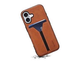 Denior iPhone 17 hoesje - Backcover met kaarthouder - Bruin
