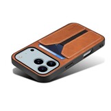 iPhone 17 Pro hoesje Backcover met kaarthouder - Bruin