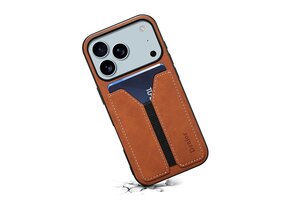 Denior iPhone 17 Pro Max hoesje - Backcover met kaarthouder - Bruin