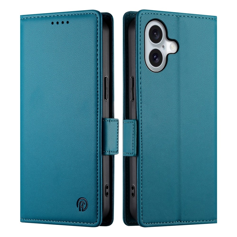 Lunso iPhone 17 hoesje - PU leren Bookcase met ruimte voor pasjes - Blauw