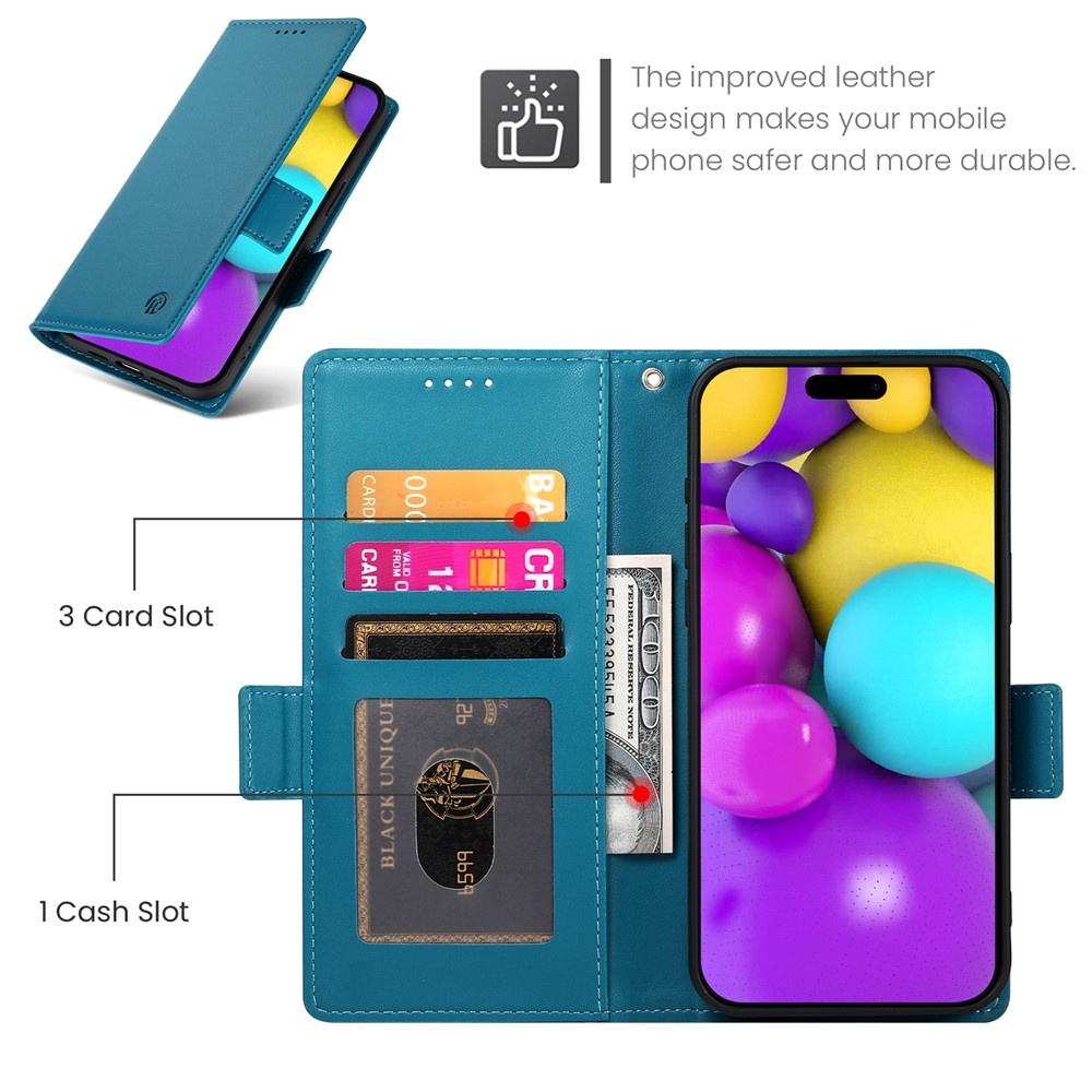 iPhone 17 PU leren Bookcase met ruimte voor pasjes - Blauw