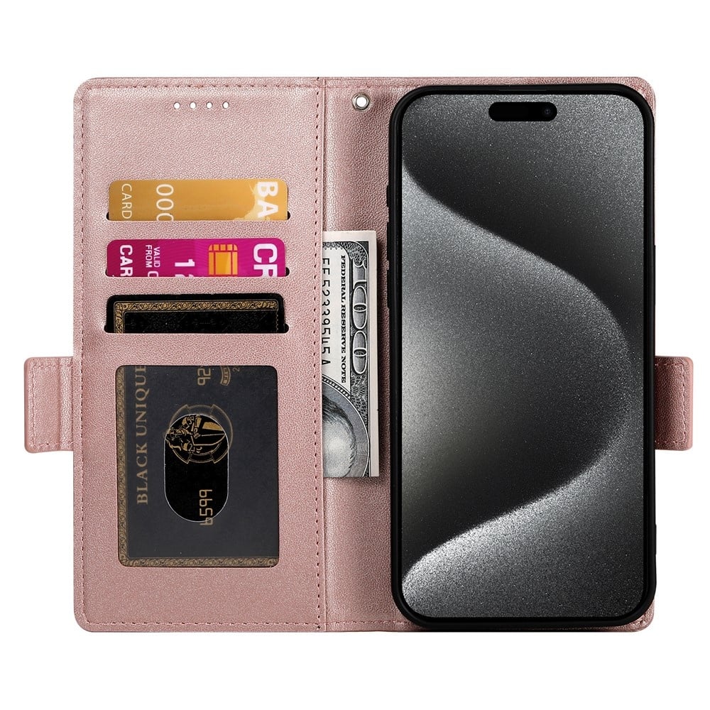 iPhone 17 Air PU leren Bookcase met ruimte voor pasjes - Rose Goud