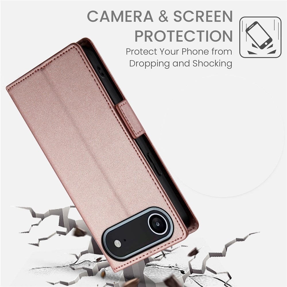 iPhone 17 Air PU leren Bookcase met ruimte voor pasjes - Rose Goud
