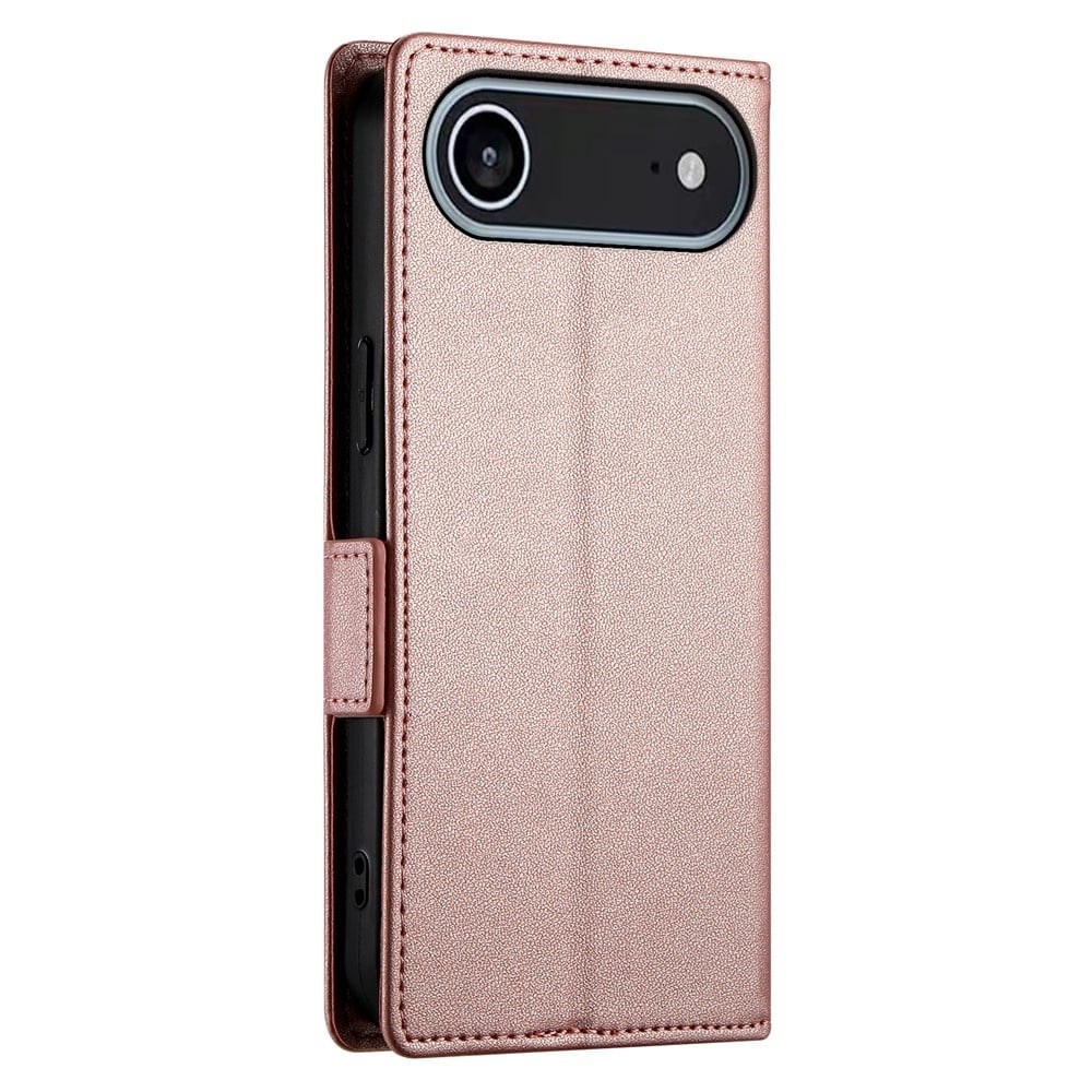 iPhone 17 Air PU leren Bookcase met ruimte voor pasjes - Rose Goud