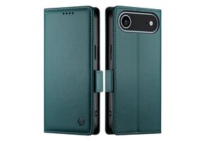 Lunso iPhone 17 Air hoesje - PU leren Bookcase met ruimte voor pasjes - Groen