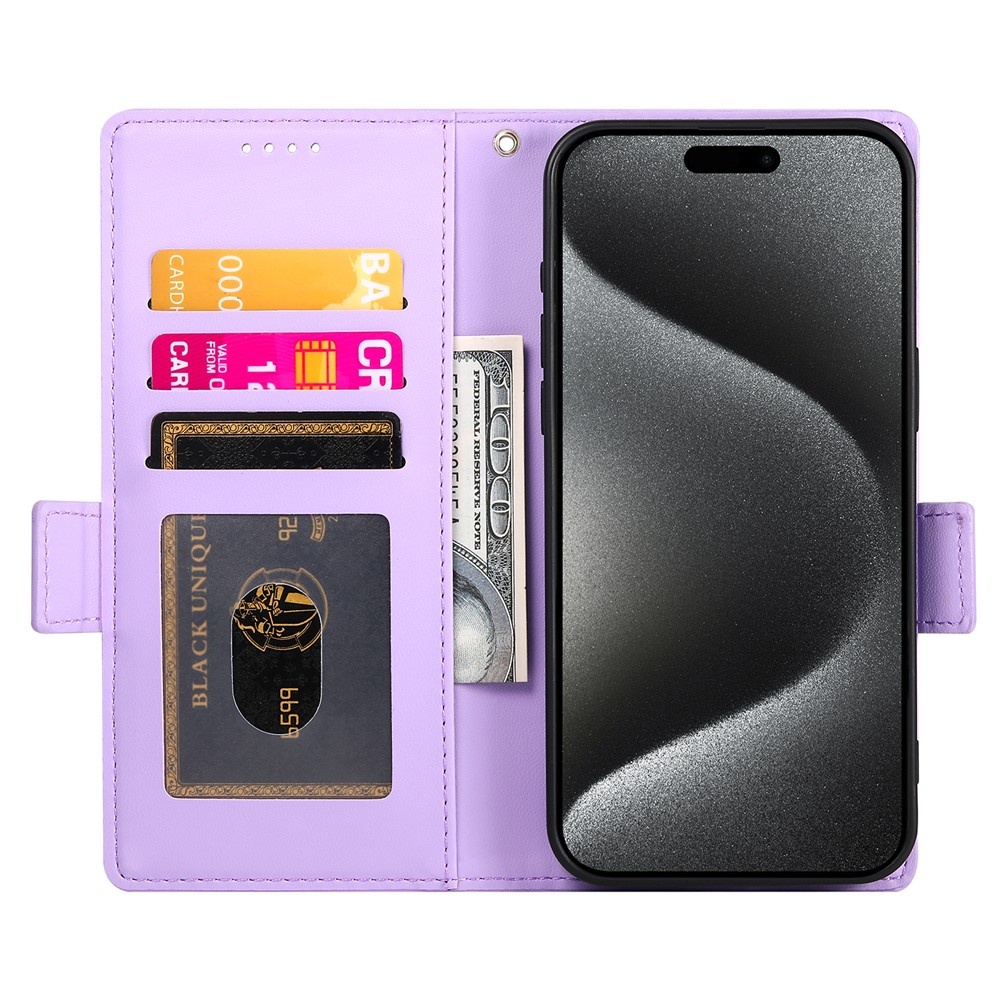 iPhone 17 Air PU leren Bookcase met ruimte voor pasjes - Lila