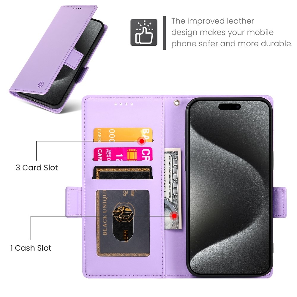 iPhone 17 Air PU leren Bookcase met ruimte voor pasjes - Lila