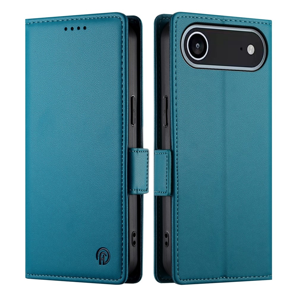 Lunso iPhone 17 Air hoesje - PU leren Bookcase met ruimte voor pasjes - Blauw