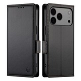 iPhone 17 Pro Max PU leren Bookcase met ruimte voor pasjes - Zwart