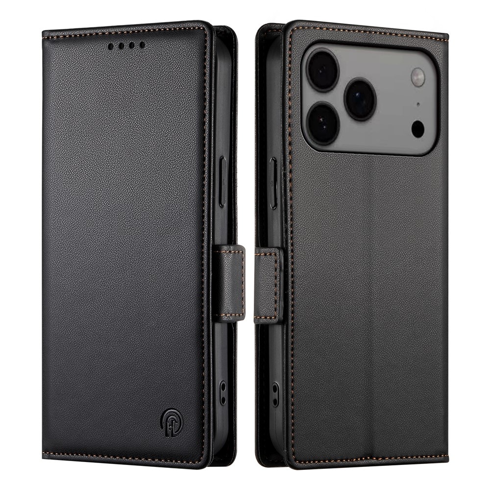 Lunso iPhone 17 Pro Max hoesje - PU leren Bookcase met ruimte voor pasjes - Zwart