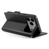 iPhone 17 Pro Max PU leren Bookcase met ruimte voor pasjes - Zwart