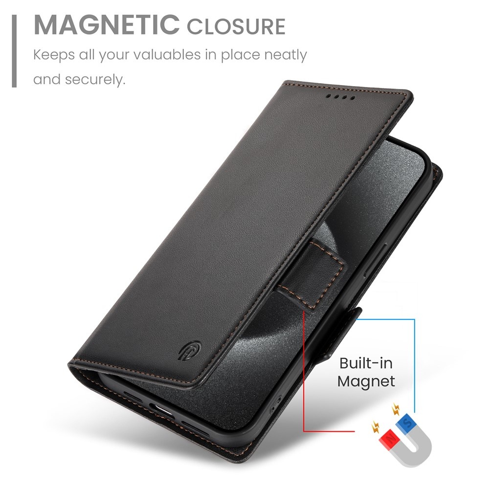 iPhone 18 Pro Max / iPhone 17 Pro Max PU leren Bookcase met ruimte voor pasjes - Zwart