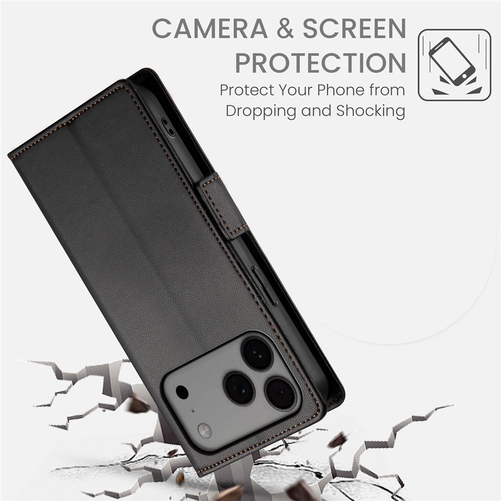 iPhone 18 Pro Max / iPhone 17 Pro Max PU leren Bookcase met ruimte voor pasjes - Zwart