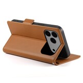 iPhone 17 Pro Max PU leren Bookcase met ruimte voor pasjes - Bruin