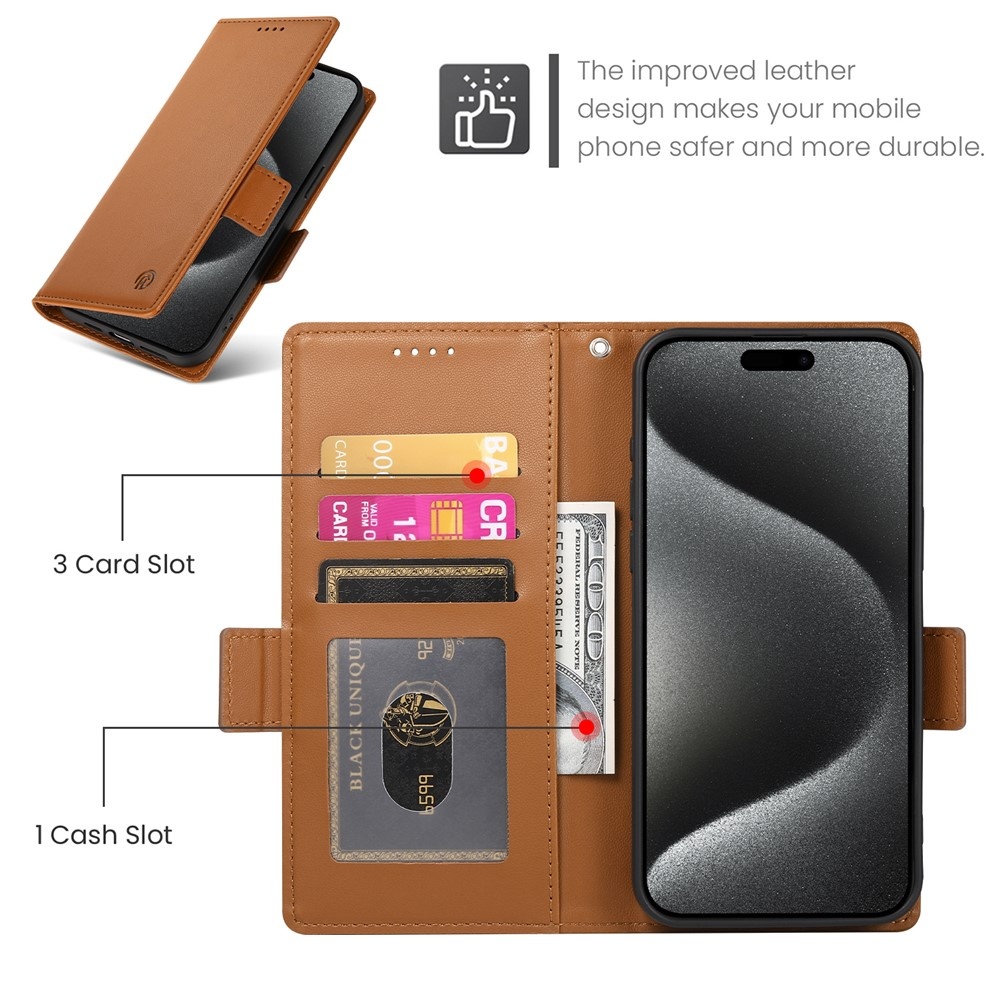 iPhone 18 Pro Max / iPhone 17 Pro Max PU leren Bookcase met ruimte voor pasjes - Bruin