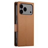 iPhone 17 Pro Max PU leren Bookcase met ruimte voor pasjes - Bruin