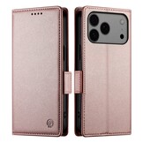 iPhone 17 Pro Max PU leren Bookcase met ruimte voor pasjes - Rose Goud