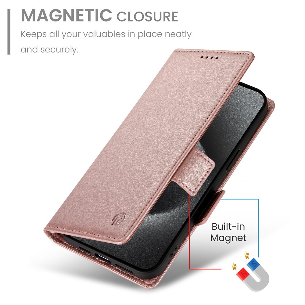 iPhone 18 Pro Max / iPhone 17 Pro Max PU leren Bookcase met ruimte voor pasjes - Rose Goud