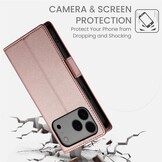 iPhone 17 Pro Max PU leren Bookcase met ruimte voor pasjes - Rose Goud