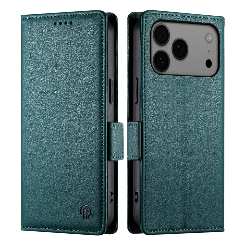 Lunso iPhone 17 Pro Max hoesje - PU leren Bookcase met ruimte voor pasjes - Groen