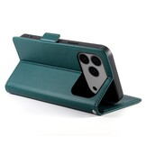 iPhone 17 Pro Max PU leren Bookcase met ruimte voor pasjes - Groen