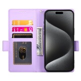 iPhone 17 Pro Max PU leren Bookcase met ruimte voor pasjes - Lila
