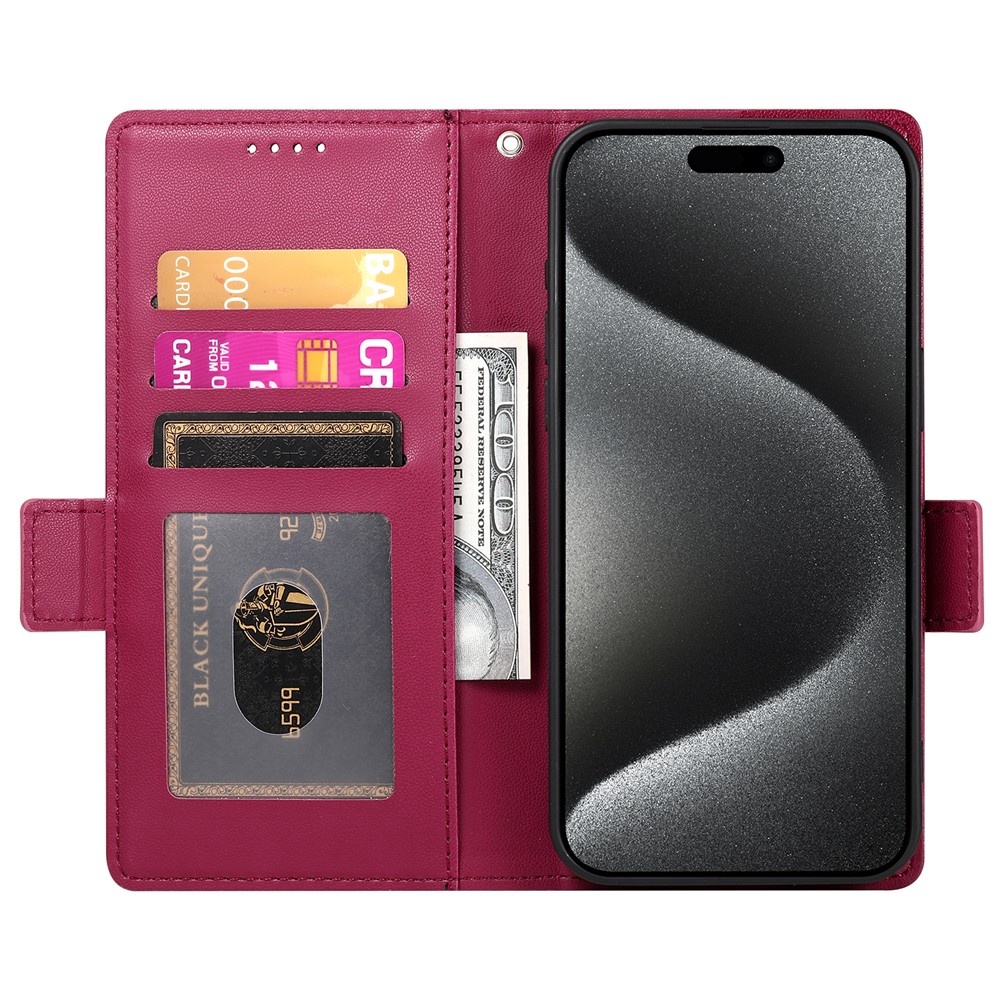 iPhone 18 Pro Max / iPhone 17 Pro Max PU leren Bookcase met ruimte voor pasjes - Rood