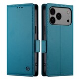iPhone 17 Pro Max PU leren Bookcase met ruimte voor pasjes - Blauw