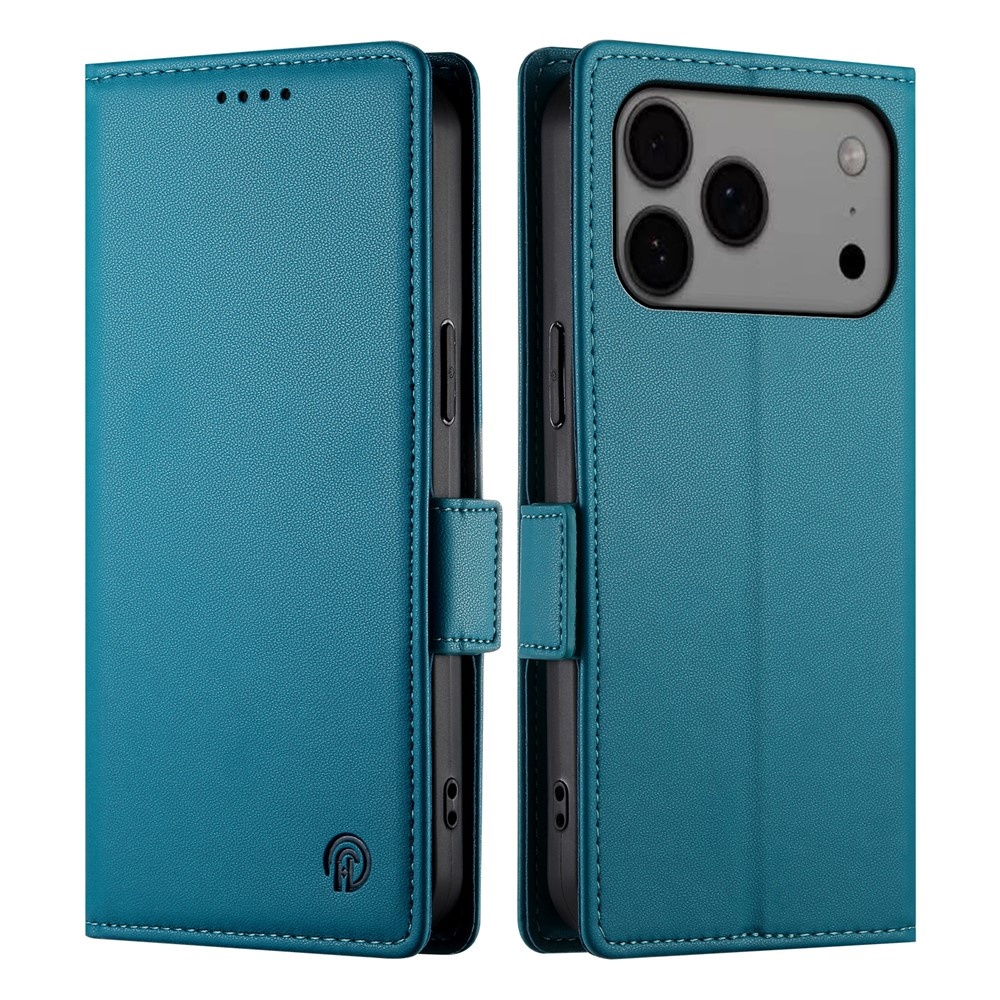 Lunso iPhone 17 Pro Max hoesje - PU leren Bookcase met ruimte voor pasjes - Blauw