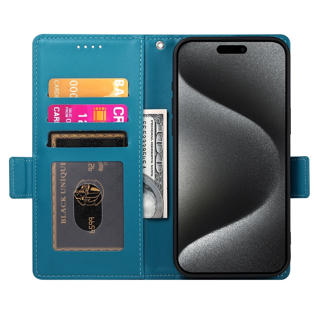 iPhone 18 Pro Max / iPhone 17 Pro Max PU leren Bookcase met ruimte voor pasjes - Blauw