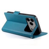 iPhone 17 Pro Max PU leren Bookcase met ruimte voor pasjes - Blauw