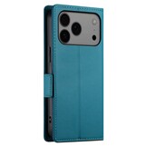iPhone 17 Pro Max PU leren Bookcase met ruimte voor pasjes - Blauw