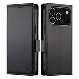 iPhone 17 Pro PU leren Bookcase met ruimte voor pasjes - Zwart