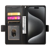 iPhone 18 Pro / iPhone 17 Pro PU leren Bookcase met ruimte voor pasjes - Zwart