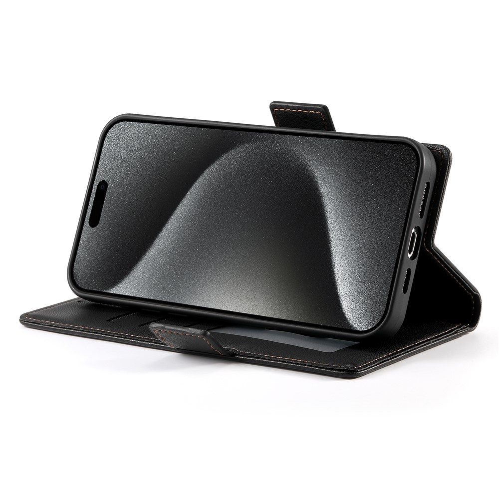 iPhone 18 Pro / iPhone 17 Pro PU leren Bookcase met ruimte voor pasjes - Zwart