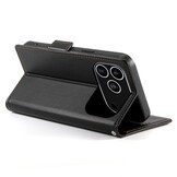 iPhone 17 Pro PU leren Bookcase met ruimte voor pasjes - Zwart