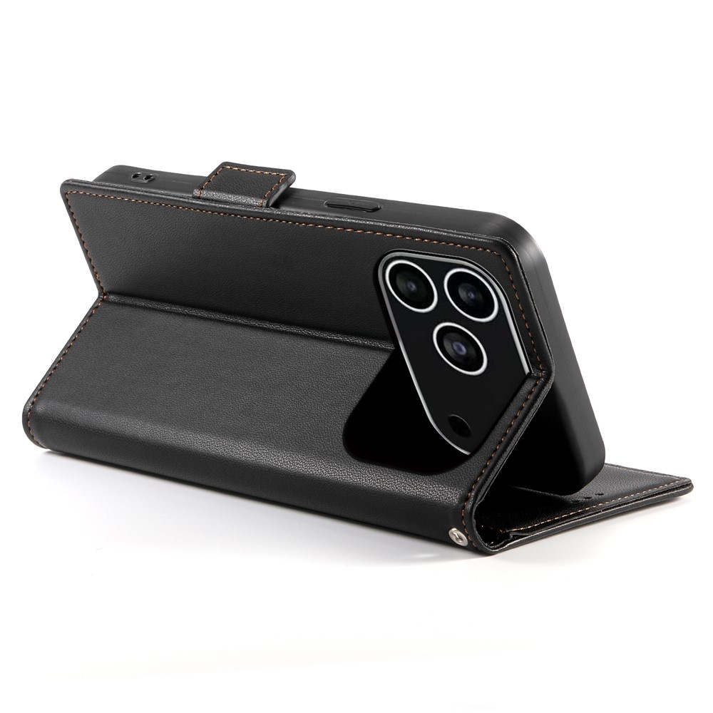 iPhone 18 Pro / iPhone 17 Pro PU leren Bookcase met ruimte voor pasjes - Zwart